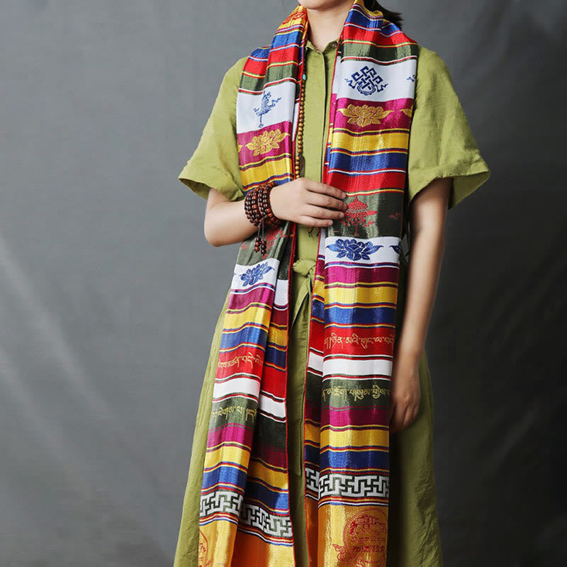 Tibetischer Glückssegen, mehrfarbige Lotus-Mantra-Jacquard-Khata-Dekoration - image 9