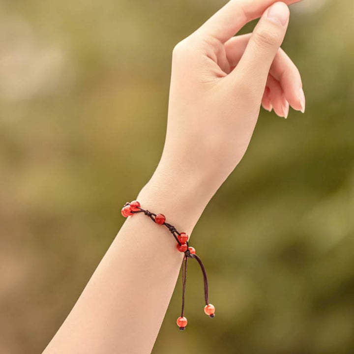 Buddha Stones Roter Achat Moosachat Zinnober Ruhe Armband