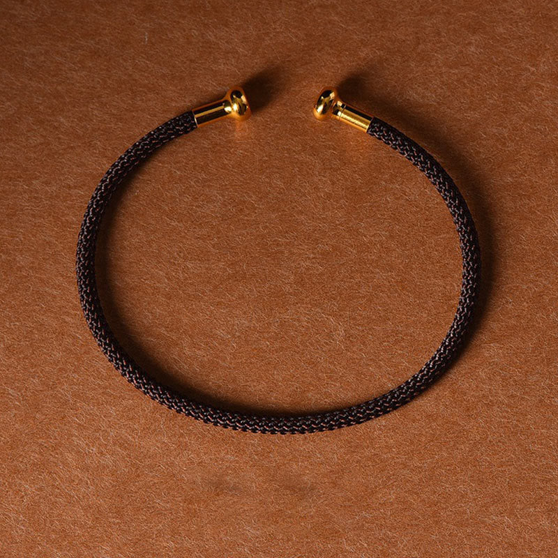 Buddha Stones, schlichtes Design, handgefertigtes Glücksgeflecht-Manschettenarmband - Braun - image 17