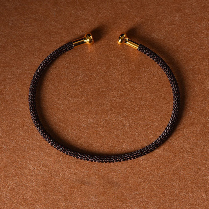 Buddha Stones, schlichtes Design, handgefertigtes Glücksgeflecht-Manschettenarmband - Braun - image 17