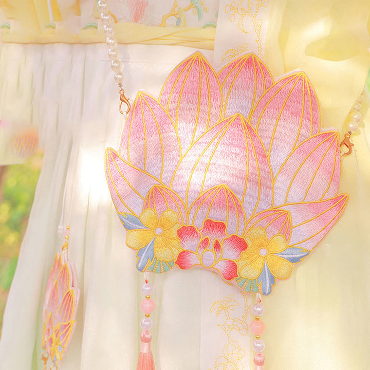 Buddha Stones Luck Stickerei Lotus Koi Fisch Kaninchen Blume Hanfu Tasche Umhängetasche Umhängetasche - Lotus Blume - image 28