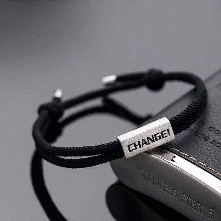 Buddha Stones 925 Sterling Silber Buchstabengravur Segen Schnurarmband - Black&Letter Change (Armbandgröße 18-24cm) - image 9