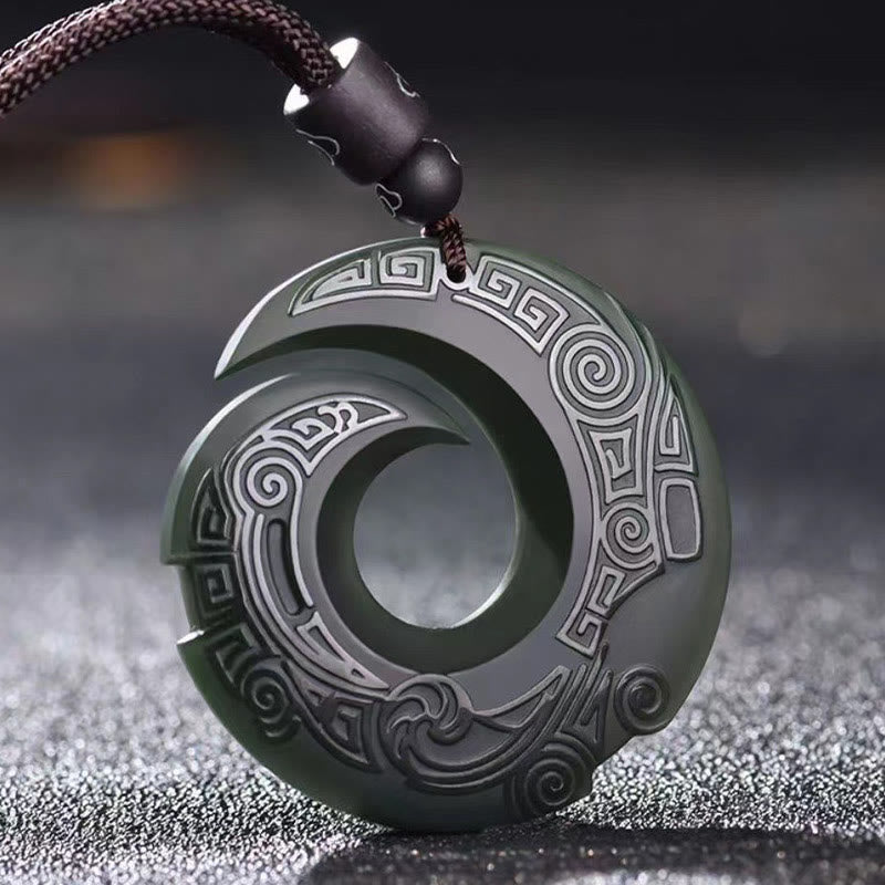 Buddha Stones One's Luck Improves Design Patern Hetian Cyan Jade Peace Buckle Luck Halskette Anhänger - Cyan Jade (Erfolg♥Heilung) - image 0