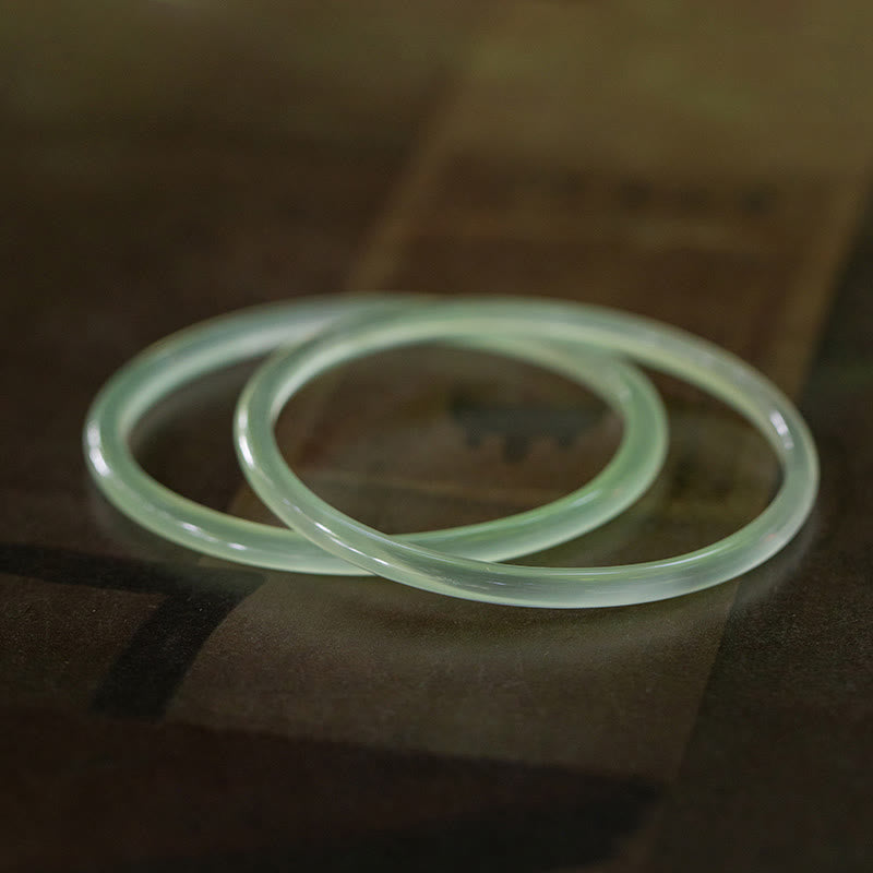 Buddha Stones, natürlicher grüner Chalcedon, Stärke, Mut, Manschettenarmband - image 2