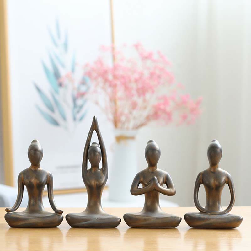 Abstrakte Yoga-Meditationsübung, Keramik, spirituelle Figur, Skulptur, Dekoration - image 9