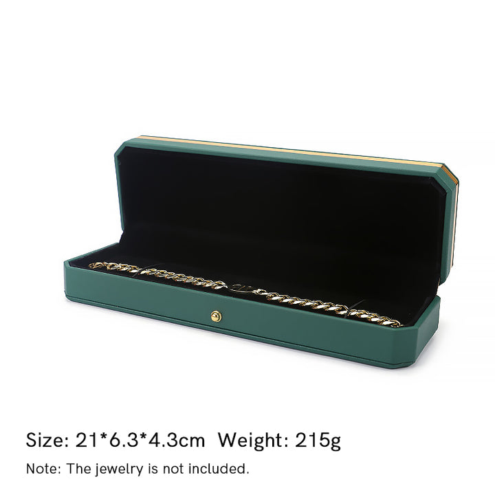 Schmuck-Aufbewahrungsbox, Geschenkbox aus PU-Leder - Dunkelgrün - Kettenkasten (21*6,3*4,3cm) - image 12