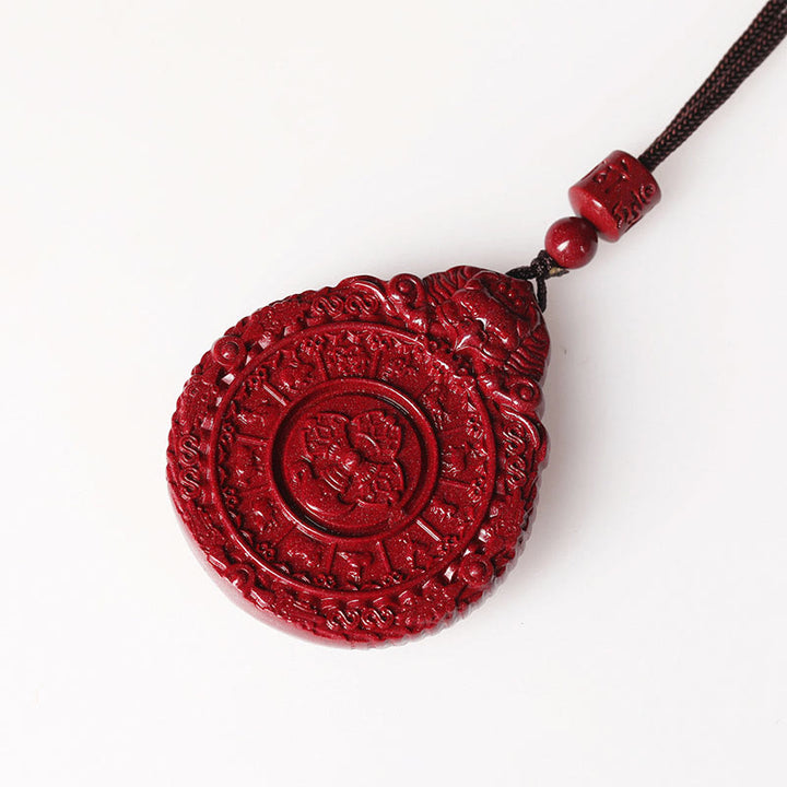 Buddha Stones, chinesisches Sternzeichen, natürliches Zinnober-Bagua-Amulett, halten böse Geister fern. Halsketten-Anhänger - image 4