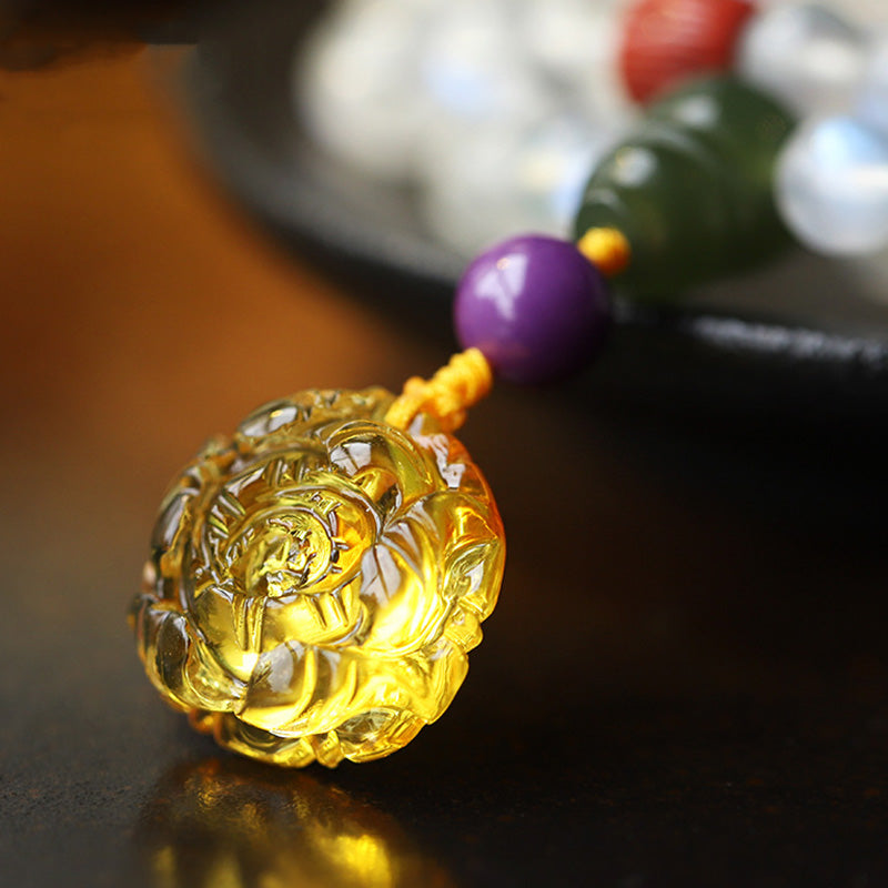 Buddha Stones ​​108 Mala-Perlen Mondstein Bernstein Lotus Türkis Kristallheilungsarmband - image 5