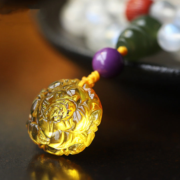 Buddha Stones ​​108 Mala-Perlen Mondstein Bernstein Lotus Türkis Kristallheilungsarmband - image 5