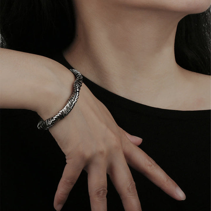 Buddha Stones 925 Sterling Silber Vintage Twisted Design Reichtum Heilung Kettenarmband - image 9