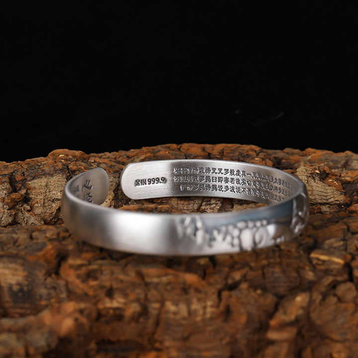 Buddha Stones 999 Sterling Silber Buddha Kopf Herz Sutra Serenity Armband Armreif - image 5