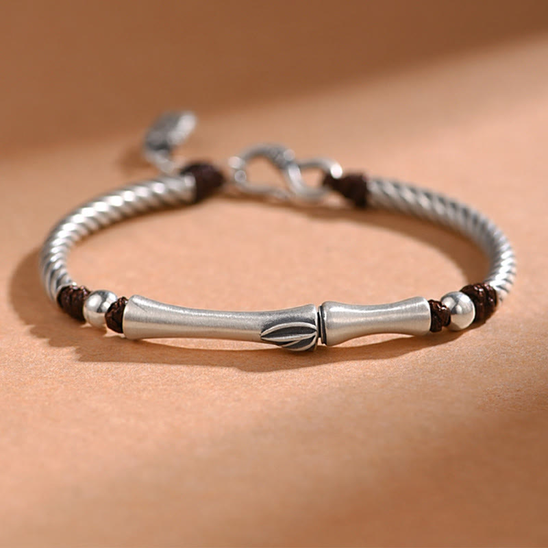 999 Sterling Silber Bambusmuster Zikade Glück Reichtum Armband - image 11