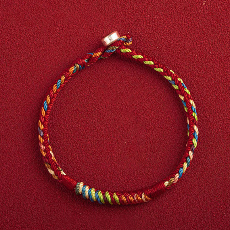 Mehrfarbiges Armband mit Buddha Stonesn „Mögest du im kommenden Jahr sicher und glücklich sein“. - Roter Fünffarbenfaden - 19 cm - Gürtelschnalle aus 925er Silber - image 12
