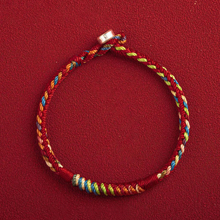 Mehrfarbiges Armband mit Buddha Stonesn „Mögest du im kommenden Jahr sicher und glücklich sein“. - Roter Fünffarbenfaden - 19 cm - Gürtelschnalle aus 925er Silber - image 12