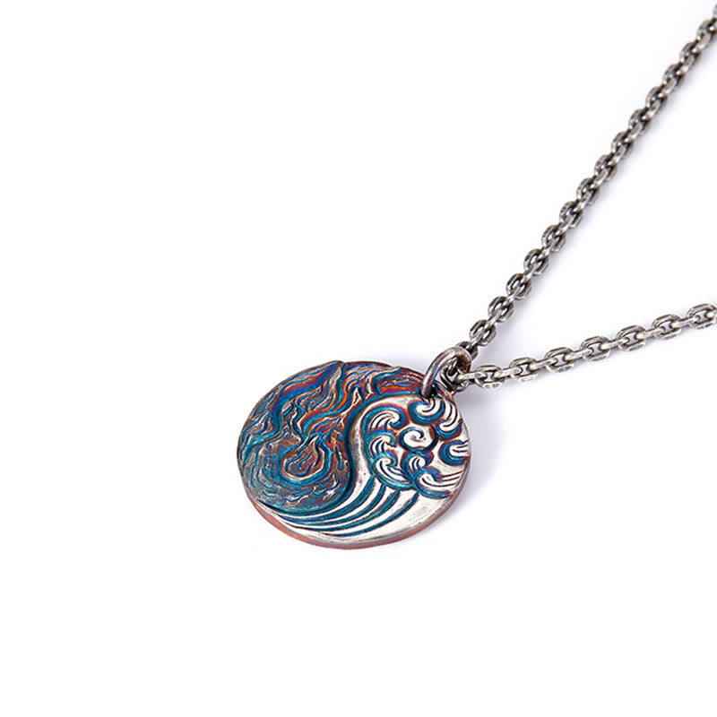 Buddha Stones 990 Sterling Silber Yin Yang Wasser- und Feuer-Balance-Halskettenanhänger - image 7
