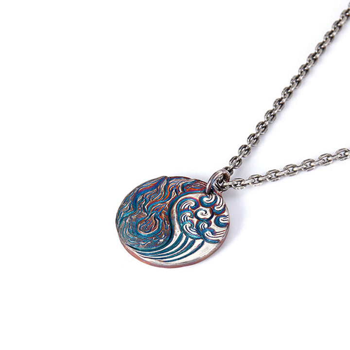 Buddha Stones 990 Sterling Silber Yin Yang Wasser- und Feuer-Balance-Halskettenanhänger - image 7
