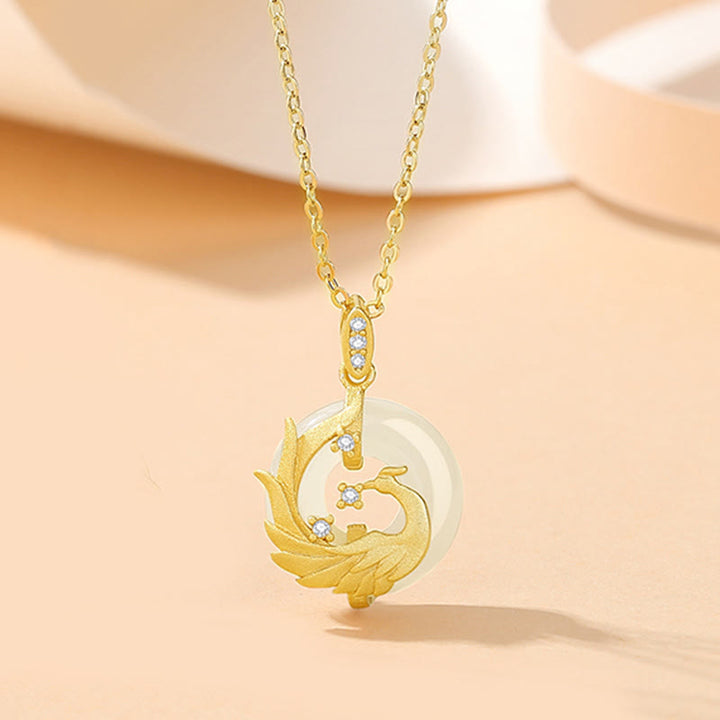 ❗❗❗Ein Blitzverkauf – Buddha Stones 925 Sterling Silber Jahr des Drachen Hetian Jade Goldener Drache Phönix Friedensschnalle Glückskettenanhänger - Phönix (Glück ♥ Stärke) - image 5