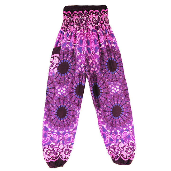 Buddha Stones lockere Haremshose mit geometrischem Mandala-Muster und hoher Taille für Damen, Yogahose