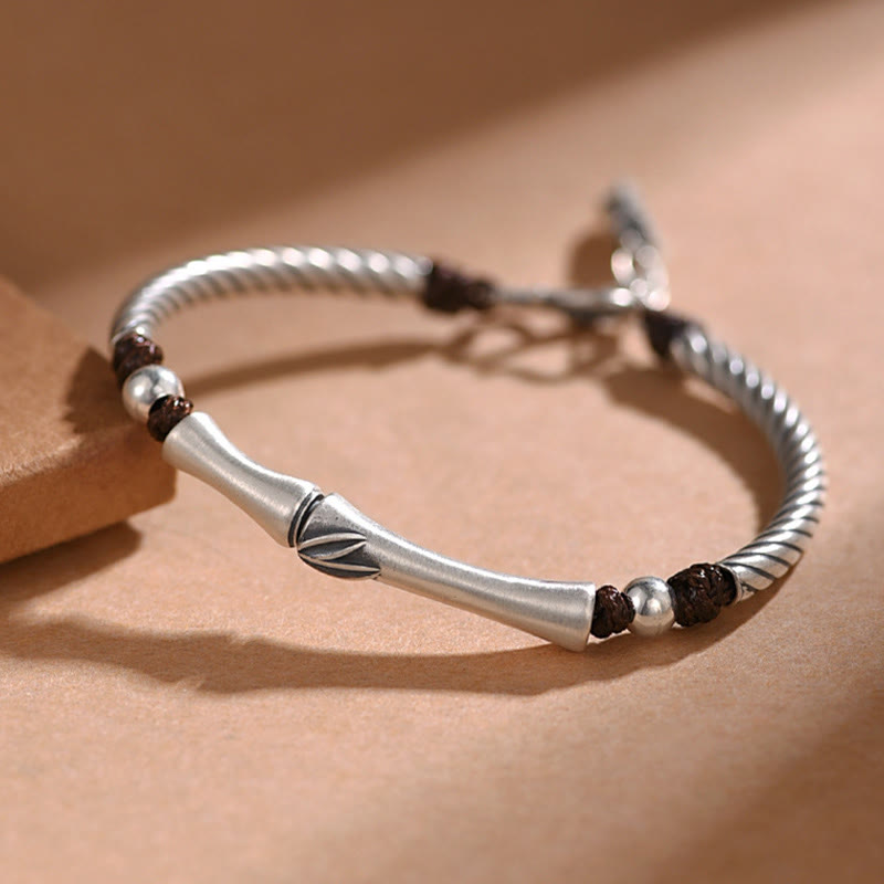 999 Sterling Silber Bambusmuster Zikade Glück Reichtum Armband - image 1