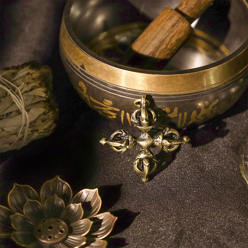 Buddha Stones Nepal Handgefertigter Doppel-Dorje-Vajra aus Kupfer, Symbol der Erleuchtung und Stärke - image 7