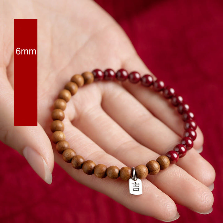 Buddha Stones Armband aus 925er-Sterlingsilber, Pfirsichholz, Zinnober, zur Abwehr böser Geister - image 4