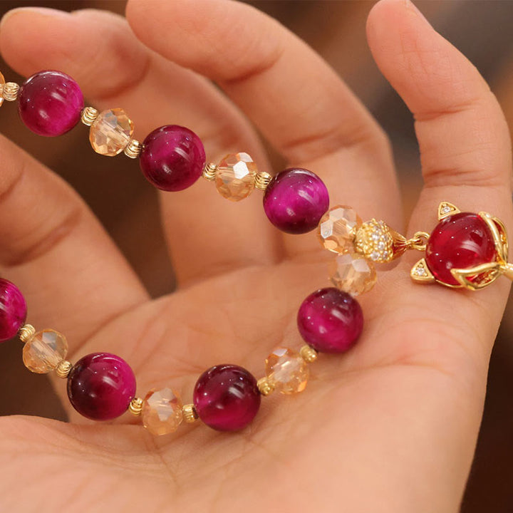 Buddha Stones Rotes Tigerauge PiXiu Fuchs Schutz Selbstvertrauen Armband - image 5