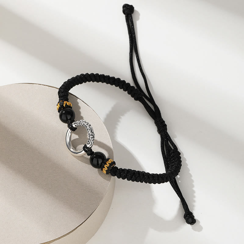 Geflochtenes Armband aus 925er-Sterlingsilber mit Friedensschnalle, verheißungsvolle Wolken und Glücksbringer mit Buddha Stonesn - image 3