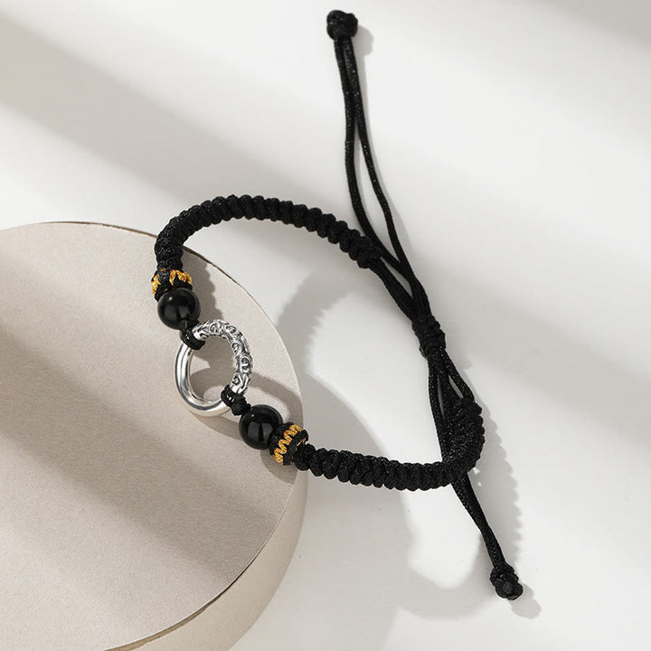 Geflochtenes Armband aus 925er-Sterlingsilber mit Friedensschnalle, verheißungsvolle Wolken und Glücksbringer mit Buddha Stonesn - image 3