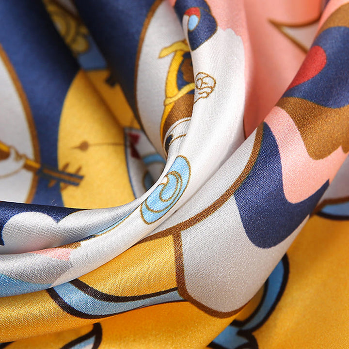 Halstuch mit Buddha Stonesn, pastorale Szene, Heißluftballon, Frühlingsblüten, 100 % Maulbeerseide - image 20