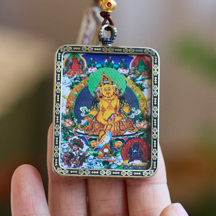 Buddha Stones Tibet Five Directions Gods of Wealth Handbemalter Thangka Buddha Serenity Halskettenanhänger