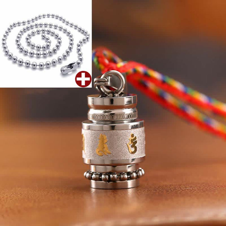 Buddha Stones ​​Tibet Om Mani Padme Hum Shurangama Mantra Titan Stahl Weisheit Amulett Halskette Anhänger - 1,2 cm * 1,8 cm - Silber - Bunte Schnur- und Perlenkette - image 11