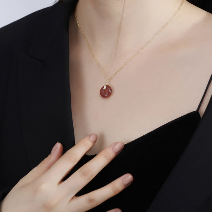 Buddha Stones 925 Sterling Silber Erdbeerquarz Heilende Positive Halskette - image 5