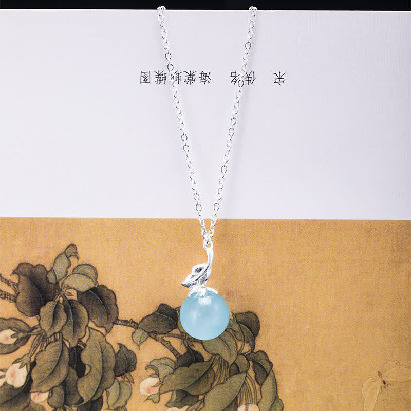 Buddha Stones 925 Sterling Silber natürliche Aquamarin Blatt Blume Frieden Ohrringe Halskette - Blatt-Aquamarin-Halskette - image 8