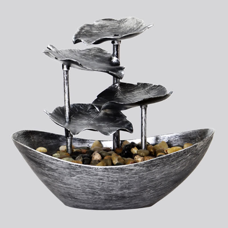 Buddha Stones, Lotusblatt-förmiger Wasserfallbrunnen, Tischornamente mit LED-Licht, Home-Office-Desktop-Dekoration - image 2