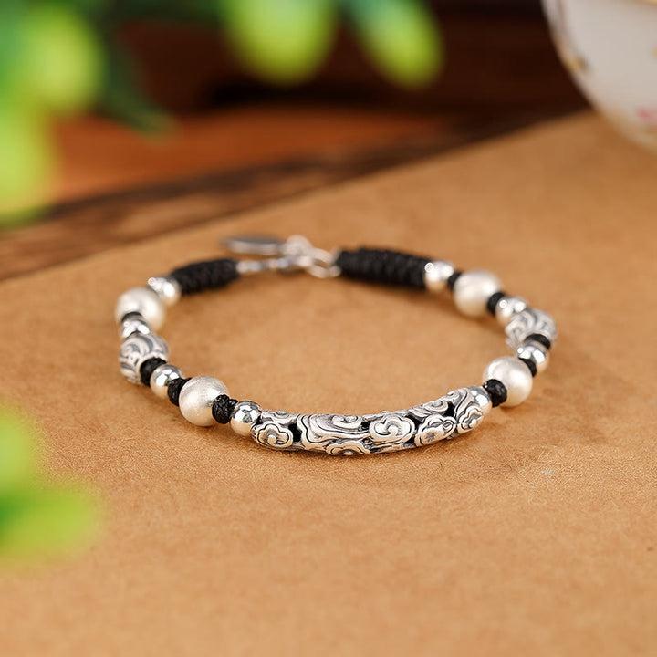 Buddha Stones Tibet Handgefertigtes Kupfer 999 Sterling Silber Glückswolken-Reichtum-Schnur-Armband - 999 Sterling Silber Glücksbringer Wolke - image 14