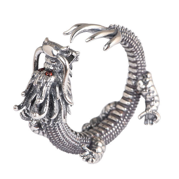925 Sterling Silber Drachen-Glücksschutzring - image 12