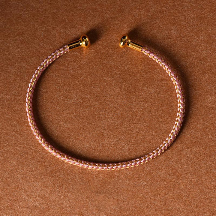 Buddha Stones, schlichtes Design, handgefertigtes Glücksgeflecht-Manschettenarmband - Hellrosa - image 16