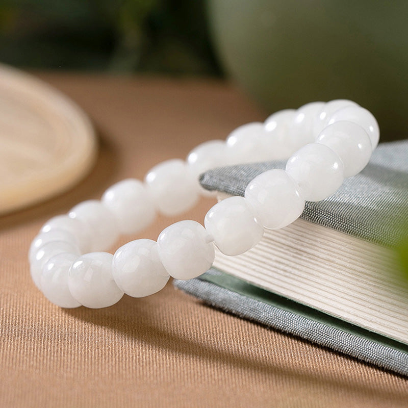 Buddha Stones Hetian Weiß Jade Glücks-Segen-Armband - image 1