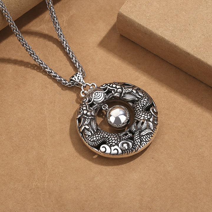 Buddha Stones Double Dragon Playing Bead Kupfer Schutz Halskette Anhänger - image 3