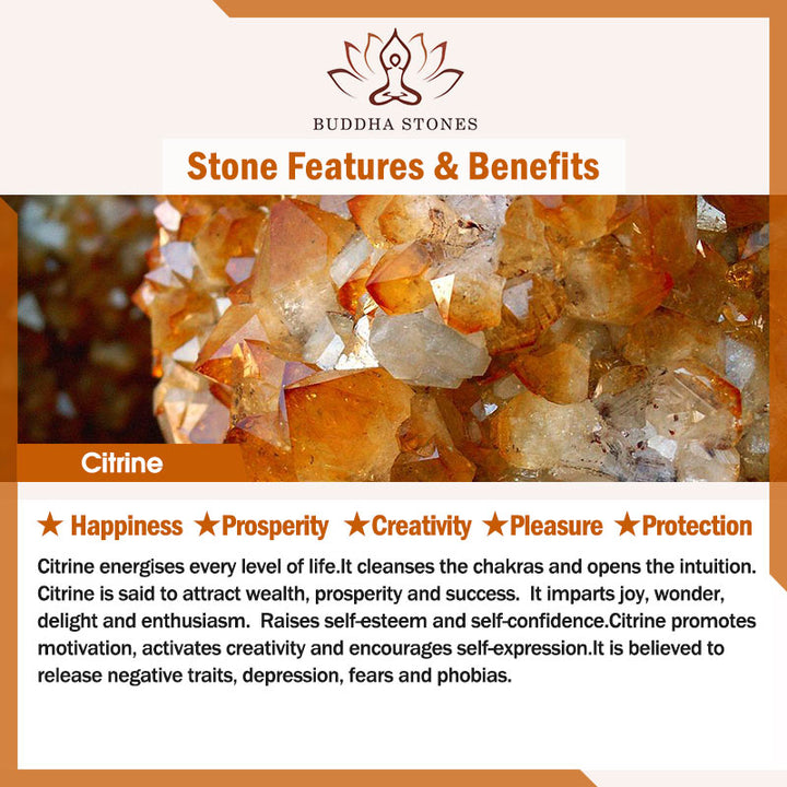 Buddha Stones Armband zum Schutz des Wohlstands mit natürlichen Citrin-Blumen