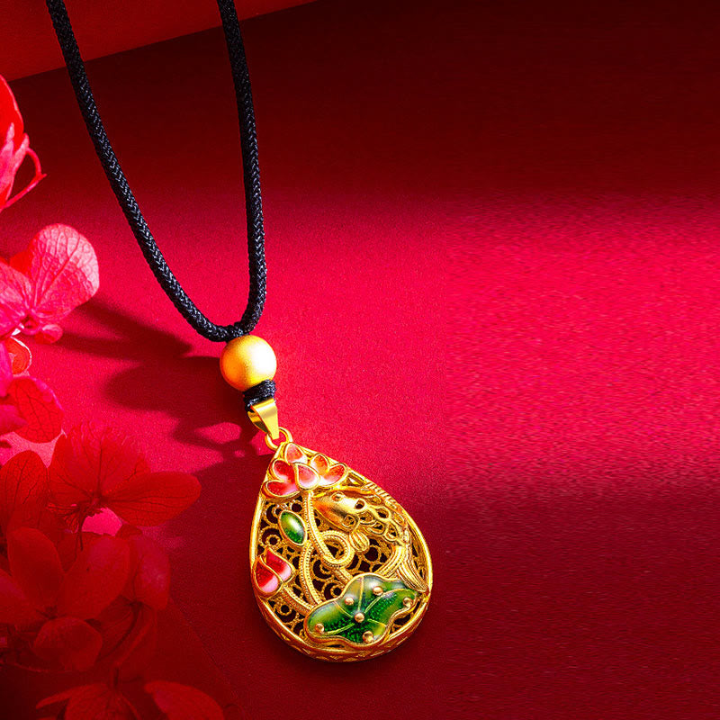 Buddha Stones, Koi-Fisch, Lotusblütenblatt, Kupfer, Glücks-Halsketten-Anhänger - image 3