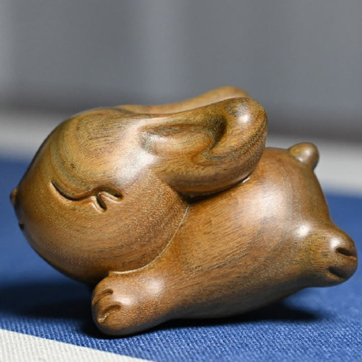 Buddha Stones Green Sandelwood Small Mini Cute Rabbit Bunny Peace Dekorationen - image 9