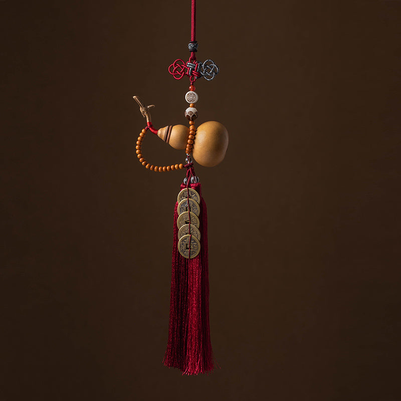 Buddha Stones, Feng-Shui-Münzen, Kürbis, chinesischer Knoten, Glücksmünzen, fünf Kaiser, Geld, Reichtum, Quasten, Dekoration - IndianRed - image 20