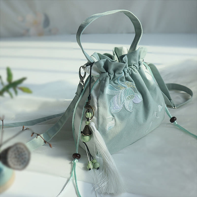 Buddha Stones Handgefertigte bestickte Blumen Canvas Tote Schultertasche Handtasche - image 41