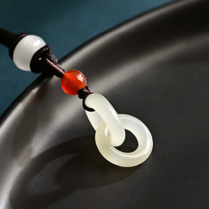 Buddha Stones Natürliche Hetian Cyan Jade Weiß Jade Doppelte Friedensschnalle Erfolg Halskette Anhänger - image 8