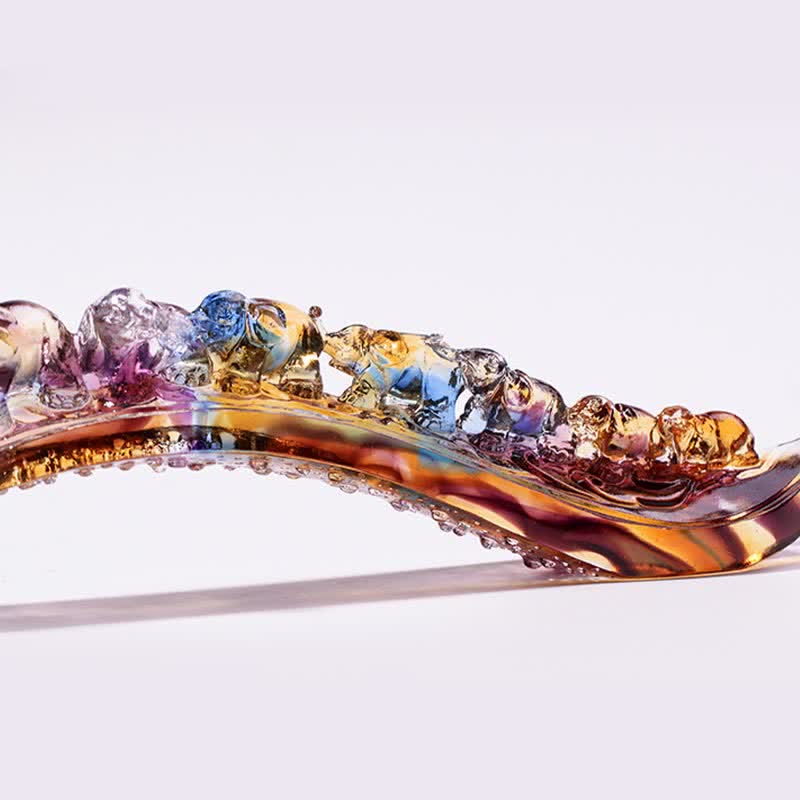 Handgefertigtes Liuli-Kristall-Ruyi-Elefant-Kunststück, Heimdekoration mit Kristallsockel - image 10