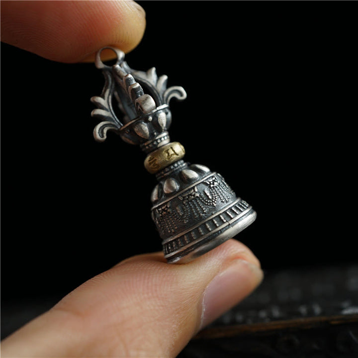 Buddha Stones, Tibet, 925er Sterlingsilber, Om Mani Padme Hum, Dorje-Glocke, Vajra, gravierter Erleuchtungsanhänger, Hängedekoration - Dorje Glockenanhänger (14 x 32 mm) - image 0