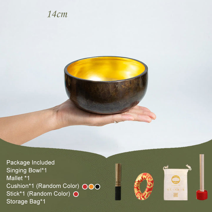Tibetisches Meditations-Klangschalen-Set, handgefertigt, für Heilung, Yoga und Achtsamkeit - 14 cm - image 1