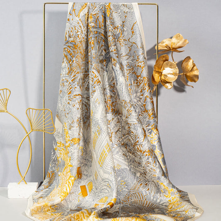 Buddha Stones, Dschungel-Ölgemälde, verheißungsvolle Wolken, Schal aus 100 % Maulbeerseide, doppelseitiger Seidenhalsschal der Premiumklasse 6A - image 4