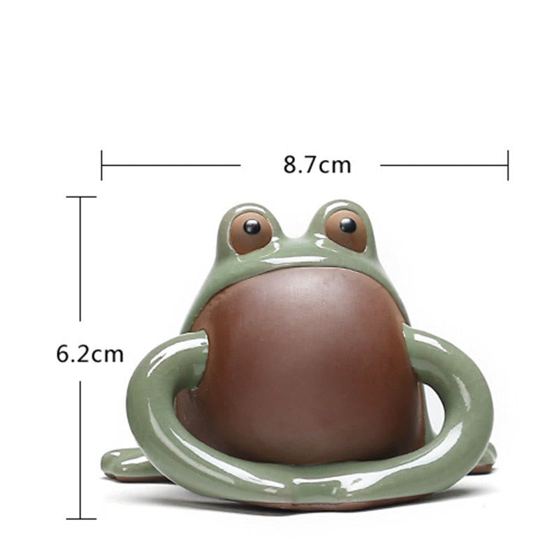 Buddha Stones FengShui Reichtum Glück niedlicher Frosch Keramik Teehaustier Figur Dekoration - image 12